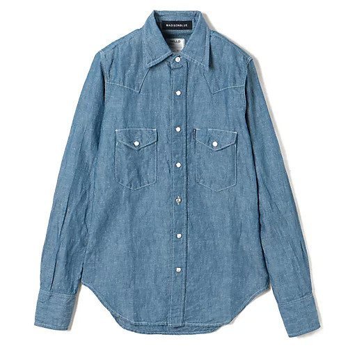【マディソンブルー/MADISONBLUE】のWESTERN SHIRT C/LI CHAMBRAY インテリア・キッズ・メンズ・レディースファッション・服の通販 founy(ファニー) https://founy.com/ ファッション Fashion レディースファッション Fashion for Women トップス・カットソー Cut & Sew Tops シャツ・ブラウス・オフィスカジュアル Elegant Blouses & Button-Ups エレガント 上品 Elegant シャンブレー Chambray, Denim-Like Fabric フラップ Flap, Flap Pocket ポケット Pocket, Pocket Detail |ID: prp329100004463120 ipo3291000000036292405
