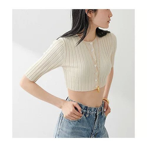 【ウィムガゼット/Whim Gazette】のワイドリブコンパクトカーディガン インテリア・キッズ・メンズ・レディースファッション・服の通販 founy(ファニー) 　ファッション　Fashion　レディースファッション　Fashion for Women　トップス・カットソー　Cut & Sew Tops　カーディガン・羽織り　Layered Style Cardigans　アンサンブル　Ensemble Set　インナー　Innerwear　カーディガン　Cardigan, Knitwear　キャミソール　Camisole, Spaghetti Strap Top　キャミワンピース　Cami Dress, Slip Dress　コンパクト　Compact, Small Size　ショート　Short, Short Length　ジャケット　Jacket, Outerwear　ストレッチ　Stretch, Stretchy Fabric　スリーブ　Sleeve, Long Sleeve / Short Sleeve　トレンド　Trend, Trending Now　ドレープ　Drape, Draping Fabric　ノースリーブ　Sleeveless, No-Sleeve　ハーフ　Half, Half-Length　バランス　Balance, Style Balance　半袖　Short Sleeve, Half Sleeve　おすすめ　Recommended / Our Picks　夏　Summer　2024年　2024　2024春夏・S/S　Spring/Summer 2024 SS24　エクリュ|ID: prp329100004463153 ipo3291000000032522981