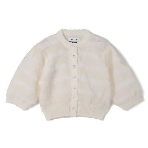 【ミュベール/MUVEIL】のオーガンジーチュールカーディガン インテリア・キッズ・メンズ・レディースファッション・服の通販 founy(ファニー) 　ファッション　Fashion　レディースファッション　WOMEN　トップス・カットソー　Tops/Tshirt　カーディガン　Cardigans　2025年　2025　2025春夏・S/S　Ss,Spring/Summer,2025　オーガンジー　Organdy　カーディガン　Cardigan　ガーリー　Girly　コンパクト　Compact　フリンジ　Fringe　ボーダー　Border　white|ID: prp329100004463155 ipo3291000000031232381