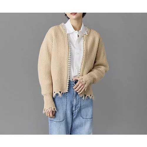 【マディソンブルー/MADISONBLUE】のパールカーディガン インテリア・キッズ・メンズ・レディースファッション・服の通販 founy(ファニー) 　ファッション　Fashion　レディースファッション　Fashion for Women　トップス・カットソー　Cut & Sew Tops　カーディガン・羽織り　Layered Style Cardigans　カーディガン　Cardigan, Knitwear　ジャケット　Jacket, Outerwear　パール　Pearl, Pearl Accent　人気　Popular, Best Seller　【別注】ライトベージュ|ID: prp329100004463172 ipo3291000000035912541