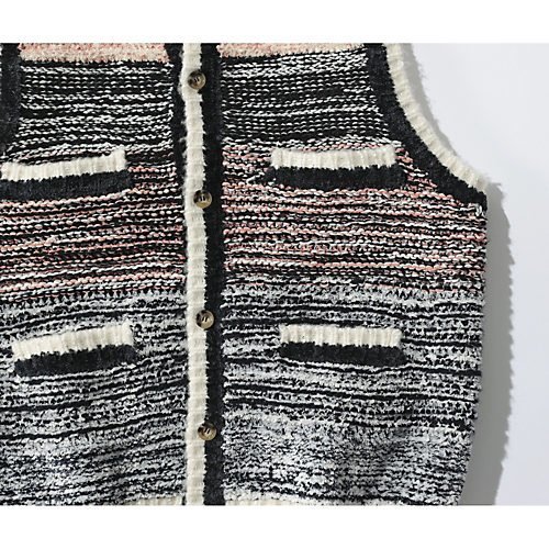 【マディソンブルー/MADISONBLUE】のSWITCHING KN VEST MIXED FIBERS 人気、トレンドファッション・服の通販 founy(ファニー) 　ファッション　Fashion　レディースファッション　Fashion for Women　アウター　Coat / Outerwear Collection　トップス・カットソー　Cut & Sew Tops　ベスト&ジレ / 重ね着スタイル　Vests & Gilets　スパンコール　Sequins, Sequin Embellishment　ツイード　Twill, Twill Weave　フェザー　Feather, Feather Detail　ベスト　Vest, Waistcoat　ミックス　Mix, Mixed Style　ラグジュアリー　Luxury, Elegant　ルーズ　Loose, Oversized　other-3|ID: prp329100004463240 ipo3291000000035910277