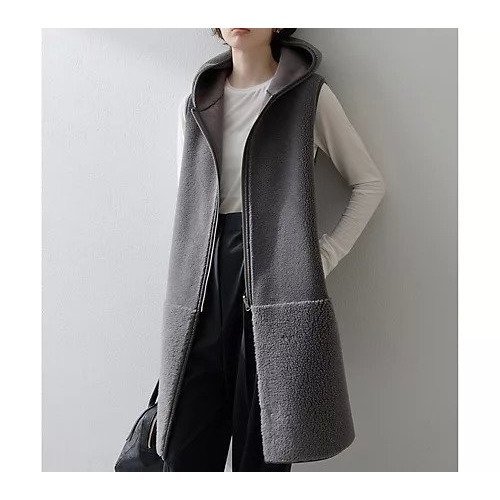 【ウィムガゼット/Whim Gazette】の【THE PAUSE】ボアフードロングジレ 人気、トレンドファッション・服の通販 founy(ファニー) 　ファッション　Fashion　レディースファッション　Fashion for Women　アウター　Coat / Outerwear Collection　トップス・カットソー　Cut & Sew Tops　ベスト&ジレ / 重ね着スタイル　Vests & Gilets　ヴィンテージ　Vintage Style　秋　Autumn　グラデーション　Gradient, Ombre　スリット　Slit, Slit Detail　ダブル　Double, Double-Breasted　フェイス　Face, Facial Design　リバーシブル　Reversible, Two-Sided　ワーク　Workwear, Utility Style　2025年　2025　2025-2026秋冬・A/W　Autumn/Winter 2025–26 AW25–26　other-2|ID: prp329100004463244 ipo3291000000033060164