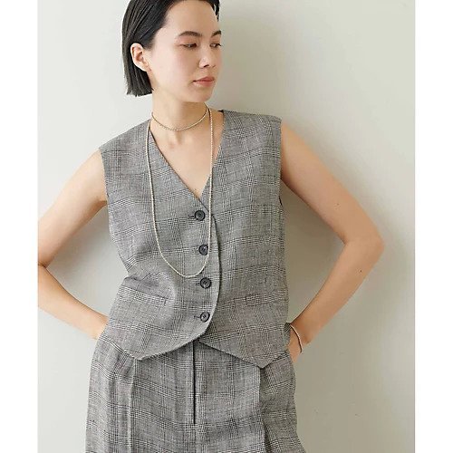 【ウィムガゼット/Whim Gazette】のリネングレンチェックベスト 人気、トレンドファッション・服の通販 founy(ファニー) 　ファッション　Fashion　レディースファッション　Fashion for Women　アウター　Coat / Outerwear Collection　トップス・カットソー　Cut & Sew Tops　ベスト&ジレ / 重ね着スタイル　Vests & Gilets　クラシカル　Classical, Vintage-Inspired　コンパクト　Compact, Small Size　ジャケット　Jacket, Outerwear　セットアップ　Set-Up, Coordinated Outfit　チェック　Check, Plaid, Tartan　ベスト　Vest, Waistcoat　ベーシック　Basic, Essential　マニッシュ　Mannish, Boyish　リネン　Linen, Linen Fabric　おすすめ　Recommended / Our Picks　日本製　Made In Japan　2023春夏・S/S　Spring/Summer 2023 SS23　2023年　2023　other-2|ID: prp329100004463282 ipo3291000000031247510