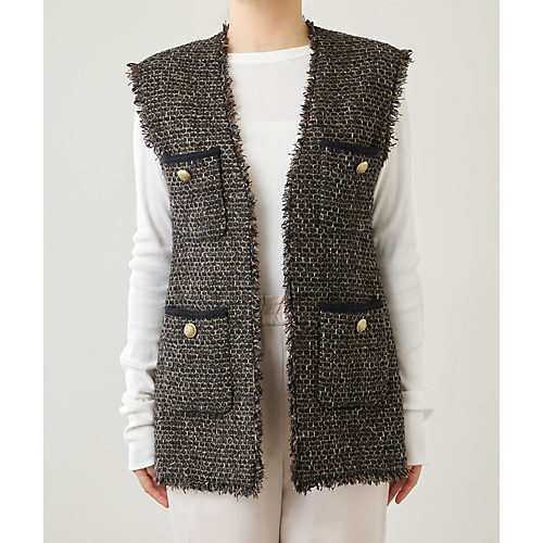 【ウィムガゼット/Whim Gazette】のリントンジレ 人気、トレンドファッション・服の通販 founy(ファニー) 　ファッション　Fashion　レディースファッション　WOMEN　アウター　Coat Outerwear　トップス・カットソー　Tops/Tshirt　ベスト/ジレ　Gilets/Vests　クラシカル　Classical　ツイード　Tweed　テクスチャー　Texture　フリンジ　Fringe　ブレード　Blade　ポケット　Pocket　ミックス　Mix　モノトーン　Monotone　2023春夏・S/S　Ss,Spring/Summer,2023　2023年　2023　エレガント 上品　Elegant　セレモニー　Ceremony　other-2|ID: prp329100004463283 ipo3291000000031247512