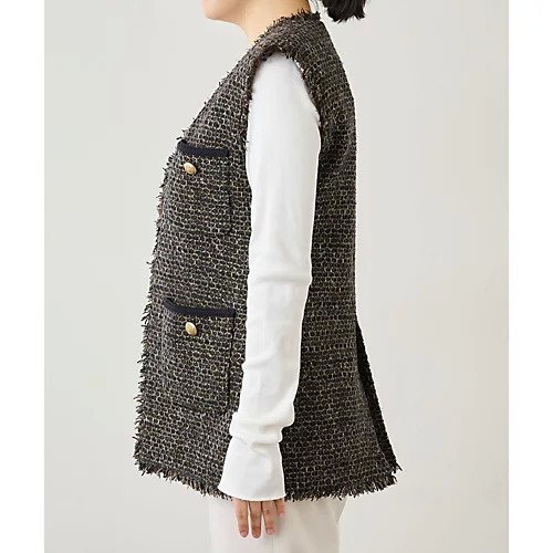 【ウィムガゼット/Whim Gazette】のリントンジレ 人気、トレンドファッション・服の通販 founy(ファニー) 　ファッション　Fashion　レディースファッション　WOMEN　アウター　Coat Outerwear　トップス・カットソー　Tops/Tshirt　ベスト/ジレ　Gilets/Vests　クラシカル　Classical　ツイード　Tweed　テクスチャー　Texture　フリンジ　Fringe　ブレード　Blade　ポケット　Pocket　ミックス　Mix　モノトーン　Monotone　2023春夏・S/S　Ss,Spring/Summer,2023　2023年　2023　エレガント 上品　Elegant　セレモニー　Ceremony　other-3|ID: prp329100004463283 ipo3291000000031247513