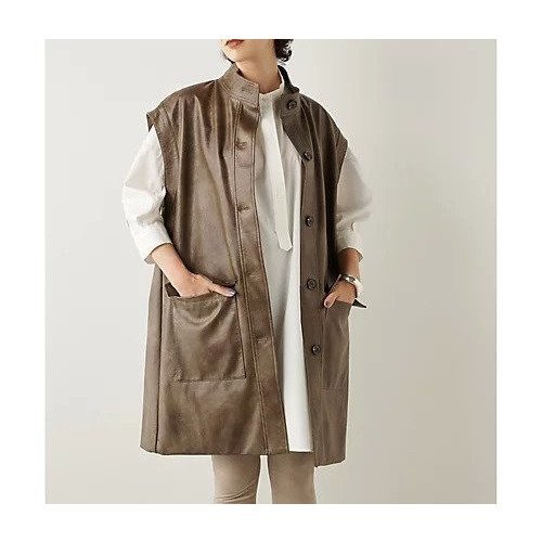【ウィムガゼット/Whim Gazette】の【THE PAUSE】フェイクレザーロングジレ 人気、トレンドファッション・服の通販 founy(ファニー) 　ファッション　Fashion　レディースファッション　Fashion for Women　アウター　Coat / Outerwear Collection　トップス・カットソー　Cut & Sew Tops　ベスト&ジレ / 重ね着スタイル　Vests & Gilets　ヴィンテージ　Vintage Style　カットソー　Cut and Sewn Top　グラデーション　Gradient, Ombre　ショート　Short, Short Length　シンプル　Simple, Minimal　トレンド　Trend, Trending Now　フェイクレザー　Faux Leather, PU Leather　ベスト　Vest, Waistcoat　ポケット　Pocket, Pocket Detail　ミニスカート　Mini Skirt, Short Skirt　ロング　Long, Long-Length　ワーク　Workwear, Utility Style　おすすめ　Recommended / Our Picks　2023年　2023　2023-2024秋冬・A/W　Autumn/Winter 2023–24 AW23–24　other-2|ID: prp329100004463297 ipo3291000000031247540