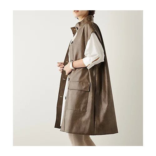 【ウィムガゼット/Whim Gazette】の【THE PAUSE】フェイクレザーロングジレ 人気、トレンドファッション・服の通販 founy(ファニー) 　ファッション　Fashion　レディースファッション　Fashion for Women　アウター　Coat / Outerwear Collection　トップス・カットソー　Cut & Sew Tops　ベスト&ジレ / 重ね着スタイル　Vests & Gilets　ヴィンテージ　Vintage Style　カットソー　Cut and Sewn Top　グラデーション　Gradient, Ombre　ショート　Short, Short Length　シンプル　Simple, Minimal　トレンド　Trend, Trending Now　フェイクレザー　Faux Leather, PU Leather　ベスト　Vest, Waistcoat　ポケット　Pocket, Pocket Detail　ミニスカート　Mini Skirt, Short Skirt　ロング　Long, Long-Length　ワーク　Workwear, Utility Style　おすすめ　Recommended / Our Picks　2023年　2023　2023-2024秋冬・A/W　Autumn/Winter 2023–24 AW23–24　other-3|ID: prp329100004463297 ipo3291000000031247541