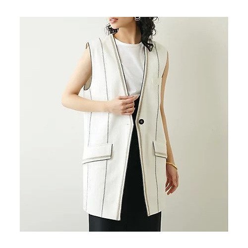 【ウィムガゼット/Whim Gazette】の【Solleciti】エンブロイダリノースリーブジャケット 人気、トレンドファッション・服の通販 founy(ファニー) 　ファッション　Fashion　レディースファッション　Fashion for Women　アウター　Coat / Outerwear Collection　レディースジャケット・軽アウター　Jackets　イタリア　Italy　エレガント 上品　Elegant　シンプル　Simple, Minimal　ストライプ　Stripe, Striped Pattern　フォルム　Silhouette, Form　マニッシュ　Mannish, Boyish　ロング　Long, Long-Length　2022年　2022　2022 春夏 S/S　Spring/Summer 2022 SS22　other-3|ID: prp329100004463305 ipo3291000000031247557