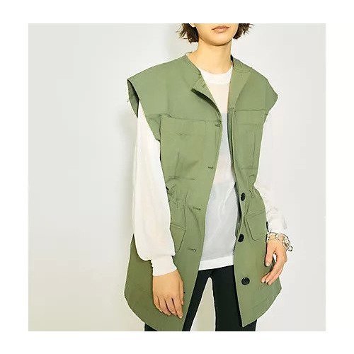 【ウィムガゼット/Whim Gazette】の【THE PAUSE】ミリタリーロングジレ 人気、トレンドファッション・服の通販 founy(ファニー) 　ファッション　Fashion　レディースファッション　WOMEN　アウター　Coat Outerwear　トップス・カットソー　Tops/Tshirt　ベスト/ジレ　Gilets/Vests　ヴィンテージ　Vintage　グラデーション　Gradation　ドローコード　Draw Cord　ベスト　Vest　ミリタリー　Military　モチーフ　Motif　ワーク　Work　2022年　2022　2022 春夏 S/S　Ss,Spring/Summer,2022　おすすめ　Recommend　エレガント 上品　Elegant　 other-1|ID: prp329100004463348 ipo3291000000031232930