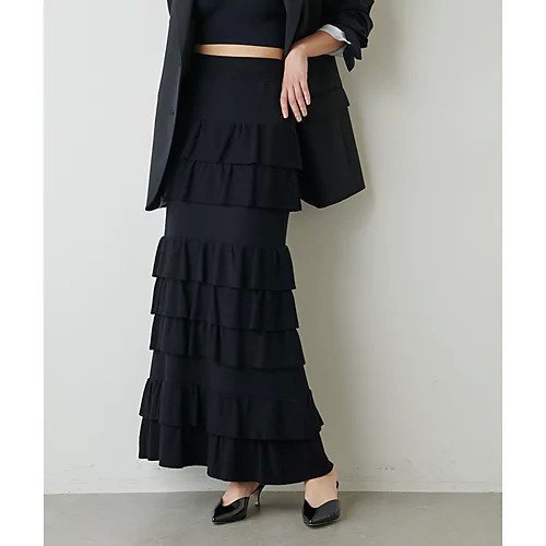 【ウィムガゼット/Whim Gazette】のニットティアードスカート 人気、トレンドファッション・服の通販 founy(ファニー) 　ファッション　Fashion　レディースファッション　WOMEN　スカート　Skirt　ティアードスカート　Tiered Skirts　2022年　2022　2022-2023秋冬・A/W　Aw/Autumn/Winter//Fw/Fall-Winter/2022-2023　おすすめ　Recommend　カットソー　Cut And Sew　シンプル　Simple　ジャケット　Jacket　ストレッチ　Stretch　ストレート　Straight　ティアードスカート　Tiered Skirt　バランス　Balance　フリル　Frills　モダン　Modern　other-2|ID: prp329100004463401 ipo3291000000031247752