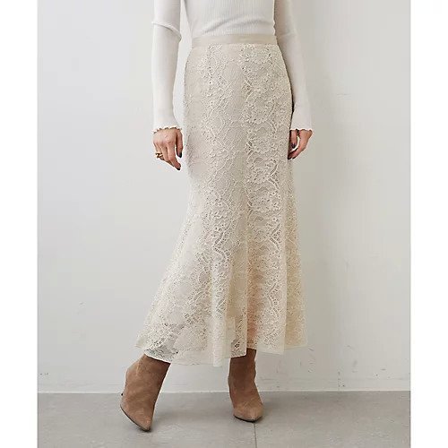 【ウィムガゼット/Whim Gazette】のレーススカート 人気、トレンドファッション・服の通販 founy(ファニー) 　ファッション　Fashion　レディースファッション　Fashion for Women　スカート　Skirts　おすすめ　Recommended / Our Picks　スウェット / スエット　Sweatshirt, Sweatwear　スニーカー　Sneakers, Trainers　フェミニン　Feminine, Girly　マーメイド　Mermaid, Fishtail Silhouette　ラグジュアリー　Luxury, Elegant　レース　Lace, Lace Fabric　ロング　Long, Long-Length　other-2|ID: prp329100004463422 ipo3291000000031247794