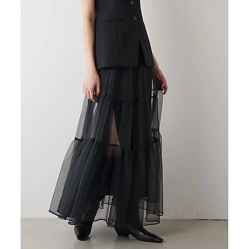 【ウィムガゼット/Whim Gazette】のオーガンジーボリュームスカート 人気、トレンドファッション・服の通販 founy(ファニー) 　ファッション　Fashion　レディースファッション　Fashion for Women　スカート　Skirts　オーガンジー　Organza Fabric　スリット　Slit, Slit Detail　ティアードスカート　Tiered Skirt, Flounced Skirt　ロマンティック　Romantic, Feminine Style　ワッシャー　Washer, Crinkled Finish　おすすめ　Recommended / Our Picks　other-3|ID: prp329100004463474 ipo3291000000031247899
