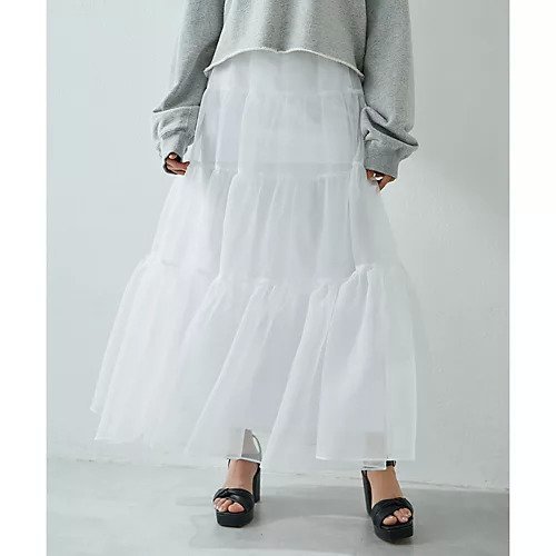 【ウィムガゼット/Whim Gazette】のオーガンジーボリュームスカート 人気、トレンドファッション・服の通販 founy(ファニー) 　ファッション　Fashion　レディースファッション　Fashion for Women　スカート　Skirts　オーガンジー　Organza Fabric　スリット　Slit, Slit Detail　ティアードスカート　Tiered Skirt, Flounced Skirt　ロマンティック　Romantic, Feminine Style　ワッシャー　Washer, Crinkled Finish　 other-1|ID: prp329100004463474 ipo3291000000034767185