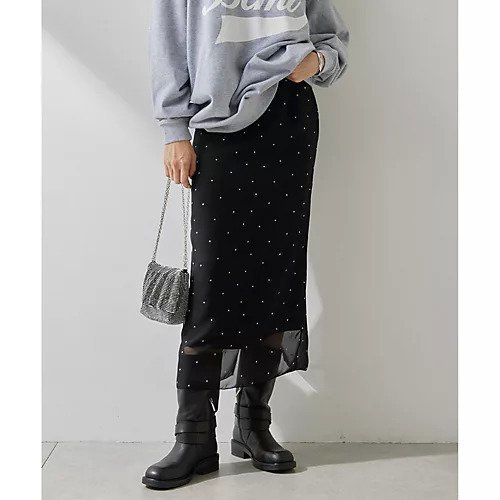 【ウィムガゼット/Whim Gazette】のフロッキードットスカート インテリア・キッズ・メンズ・レディースファッション・服の通販 founy(ファニー) https://founy.com/ ファッション Fashion レディースファッション Fashion for Women スカート Skirts サテン Satin, Glossy Fabric シアー Sheer, See-Through シフォン Chiffon, Lightweight Fabric シンプル Simple, Minimal タイトスカート Pencil Skirt, Tight Skirt ドット Polka Dot, Dot Pattern 冬 Winter / This Winter 2023年 2023 2023-2024秋冬・A/W Autumn/Winter 2023–24 AW23–24 エレガント 上品 Elegant |ID: prp329100004463504 ipo3291000000031233366