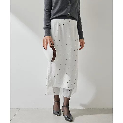 【ウィムガゼット/Whim Gazette】のフロッキードットスカート インテリア・キッズ・メンズ・レディースファッション・服の通販 founy(ファニー) 　ファッション　Fashion　レディースファッション　Fashion for Women　スカート　Skirts　サテン　Satin, Glossy Fabric　シアー　Sheer, See-Through　シフォン　Chiffon, Lightweight Fabric　シンプル　Simple, Minimal　タイトスカート　Pencil Skirt, Tight Skirt　ドット　Polka Dot, Dot Pattern　冬　Winter / This Winter　2023年　2023　2023-2024秋冬・A/W　Autumn/Winter 2023–24 AW23–24　エレガント 上品　Elegant　オフホワイト|ID: prp329100004463504 ipo3291000000031233368
