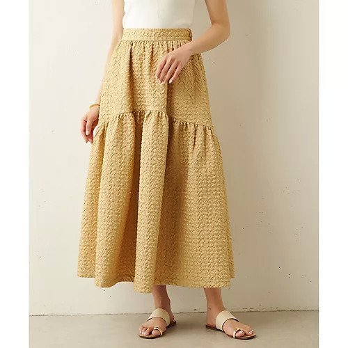 【ウィムガゼット/Whim Gazette】の【THE PAUSE】膨れジャガードスカート インテリア・キッズ・メンズ・レディースファッション・服の通販 founy(ファニー) 　ファッション　Fashion　レディースファッション　Fashion for Women　スカート　Skirts　イエロー　Yellow　ヴィンテージ　Vintage Style　ギャザー　Gathered, Ruffled　グラデーション　Gradient, Ombre　シンプル　Simple, Minimal　ティアードスカート　Tiered Skirt, Flounced Skirt　トレンド　Trend, Trending Now　ワーク　Workwear, Utility Style　夏　Summer　2023春夏・S/S　Spring/Summer 2023 SS23　2023年　2023　ベージュ|ID: prp329100004463542 ipo3291000000031233469