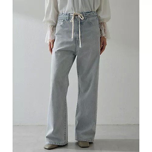【ウィムガゼット/Whim Gazette】のドロストデニムパンツ 人気、トレンドファッション・服の通販 founy(ファニー) 　ファッション　Fashion　レディースファッション　Fashion for Women　パンツ　Pants & Trousers　デニムパンツ・ジーンズ・美脚デニム　Denim Jeans & Pants　ウォッシュ　Washed Finish　ヴィンテージ　Vintage Style　クール　Cool, Chic　シューズ　Shoes, Footwear　シンプル　Simple, Minimal　ダメージ　Distressed, Destroyed　デニム　Denim, Jeans Material　ドローコード　Drawcord, Drawstring Cord　定番　Standard, Basic Item　リラックス　Relax, Relaxed Fit　 other-1|ID: prp329100004463641 ipo3291000000034745956