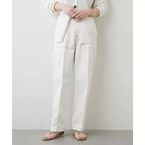 【ウィムガゼット/Whim Gazette】のステッチパンツ インテリア・キッズ・メンズ・レディースファッション・服の通販 founy(ファニー) 　ファッション　Fashion　レディースファッション　Fashion for Women　パンツ　Pants & Trousers　スニーカー　Sneakers, Trainers　スマート　Smart, Elegant　センター　Center, Center Line　デニム　Denim, Jeans Material　フェミニン　Feminine, Girly　ワーク　Workwear, Utility Style　2022年　2022　2022 春夏 S/S　Spring/Summer 2022 SS22　おすすめ　Recommended / Our Picks　アイボリー|ID: prp329100004463790 ipo3291000000031234180