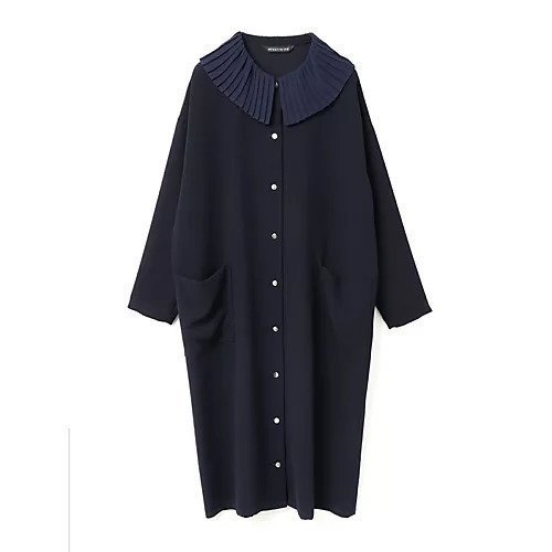 【ミズイロ インド/mizuiro ind】のプリーツカラーワンピース インテリア・キッズ・メンズ・レディースファッション・服の通販 founy(ファニー) 　ファッション　Fashion　レディースファッション　WOMEN　ワンピース　Dress　シフォン　Chiffon　ジョーゼット　Georgette　ストレッチ　Stretch　プリーツ　Pleats　エレガント 上品　Elegant　人気　Popularity　羽織　Haori　ネイビー|ID: prp329100004463906 ipo3291000000031234473