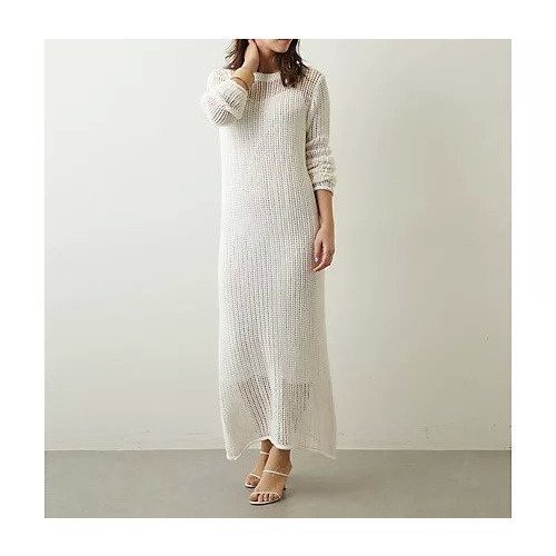 【ウィムガゼット/Whim Gazette】のメッシュニットワンピース インテリア・キッズ・メンズ・レディースファッション・服の通販 founy(ファニー) 　ファッション　Fashion　レディースファッション　WOMEN　ワンピース　Dress　ニットワンピース　Knit Dresses　2022年　2022　2022 春夏 S/S　Ss,Spring/Summer,2022　フェミニン　Feminine　ペチコート　Petticoat　メッシュ　Mesh　エレガント 上品　Elegant　オフホワイト|ID: prp329100004463932 ipo3291000000031234546
