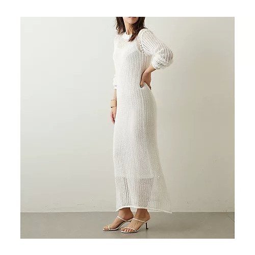 【ウィムガゼット/Whim Gazette】のメッシュニットワンピース 人気、トレンドファッション・服の通販 founy(ファニー) 　ファッション　Fashion　レディースファッション　WOMEN　ワンピース　Dress　ニットワンピース　Knit Dresses　2022年　2022　2022 春夏 S/S　Ss,Spring/Summer,2022　フェミニン　Feminine　ペチコート　Petticoat　メッシュ　Mesh　エレガント 上品　Elegant　other-3|ID: prp329100004463932 ipo3291000000031248825