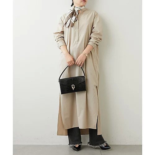 【ウィムガゼット/Whim Gazette】のスタンドカラーシャツワンピース インテリア・キッズ・メンズ・レディースファッション・服の通販 founy(ファニー) 　ファッション　Fashion　レディースファッション　WOMEN　ワンピース　Dress　シャツワンピース　Shirt Dresses　スタイリッシュ　Stylish　スタンド　Stand　ストライプ　Stripe　ストレート　Straight　スリット　Slit　スーピマ　Supima　タイプライター　Typewriter　ベスト　Vest　ボトム　Bottom　2022年　2022　2022-2023秋冬・A/W　Aw/Autumn/Winter//Fw/Fall-Winter/2022-2023　おすすめ　Recommend　エレガント 上品　Elegant　ベージュ|ID: prp329100004464029 ipo3291000000031234819
