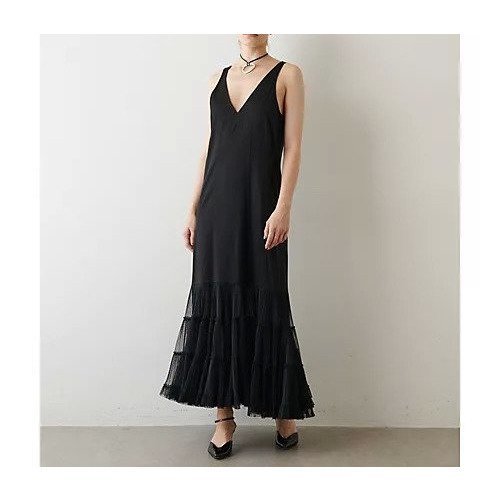 【ウィムガゼット/Whim Gazette】の【Col Pierrot】チュールティアードワンピース 人気、トレンドファッション・服の通販 founy(ファニー) 　ファッション　Fashion　レディースファッション　Fashion for Women　ワンピース　Dresses　サテン　Satin, Glossy Fabric　ストレッチ　Stretch, Stretchy Fabric　スペシャル　Special, Limited Edition　チュール　Tulip, Tulip Motif　フィット　Fit, Slim Fit　フランス　France, French　冬　Winter / This Winter　2022年　2022　2022-2023秋冬・A/W　Autumn/Winter 2022–23 AW22–23　おすすめ　Recommended / Our Picks　エレガント 上品　Elegant　 other-1|ID: prp329100004464044 ipo3291000000031234860