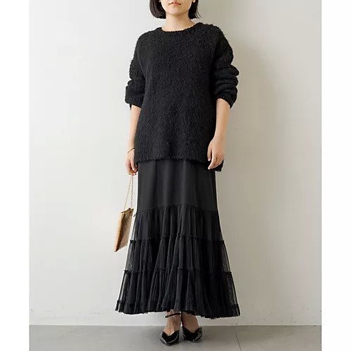【ウィムガゼット/Whim Gazette】の【Col Pierrot】チュールティアードワンピース 人気、トレンドファッション・服の通販 founy(ファニー) 　ファッション　Fashion　レディースファッション　Fashion for Women　ワンピース　Dresses　サテン　Satin, Glossy Fabric　ストレッチ　Stretch, Stretchy Fabric　スペシャル　Special, Limited Edition　チュール　Tulip, Tulip Motif　フィット　Fit, Slim Fit　フランス　France, French　冬　Winter / This Winter　2022年　2022　2022-2023秋冬・A/W　Autumn/Winter 2022–23 AW22–23　おすすめ　Recommended / Our Picks　エレガント 上品　Elegant　other-2|ID: prp329100004464044 ipo3291000000031249284
