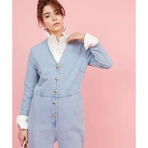 【ウィムガゼット/Whim Gazette】の《WEB限定》DENIMジャンプスーツ 人気、トレンドファッション・服の通販 founy(ファニー) 　ファッション　Fashion　レディースファッション　Fashion for Women　ワンピース　Dresses　アンティーク　Antique-Inspired　ケミカル　Chemical, Chemical Wash　スーツ　Suit, Formalwear　デニム　Denim, Jeans Material　フリル　Frill, Ruffle　ブリーチ　Bleach, Washed Finish　2022年　2022　2022 春夏 S/S　Spring/Summer 2022 SS22　おすすめ　Recommended / Our Picks　other-2|ID: prp329100004464112 ipo3291000000031249577