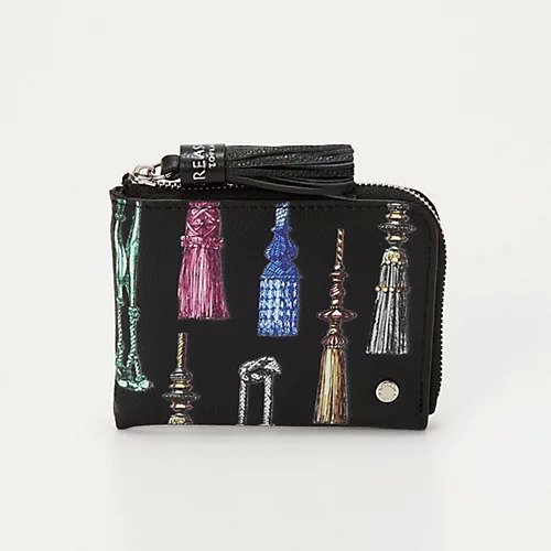 【トプカピ/TOPKAPI】の【TREASURE TOPKAPI】シュリンクレザー タッセル プリント ラウンド 二つ折り財布 インテリア・キッズ・メンズ・レディースファッション・服の通販 founy(ファニー) 　ファッション　Fashion　レディースファッション　WOMEN　財布　Wallets　イエロー　Yellow　コイン　Coin　財布　Wallet　タッセル　Tassel　プリント　Print　ポケット　Pocket　モチーフ　Motif　ラウンド　Round　ブラック|ID: prp329100004464377 ipo3291000000031235911