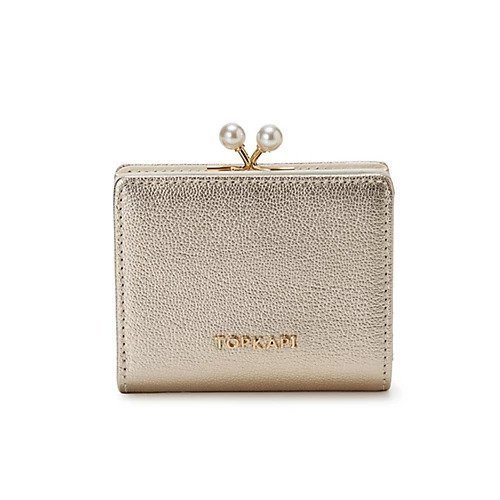 【トプカピ/TOPKAPI】の【TOPKAPI】シュリンクレザー パール がま口 二つ折り 財布 インテリア・キッズ・メンズ・レディースファッション・服の通販 founy(ファニー) 　ファッション　Fashion　レディースファッション　WOMEN　財布　Wallets　コンパクト　Compact　シルバー　Silver　パール　Pearl　ベーシック　Basic　ポケット　Pocket　エレガント 上品　Elegant　財布　Wallet　ゴールド|ID: prp329100004464383 ipo3291000000031235937