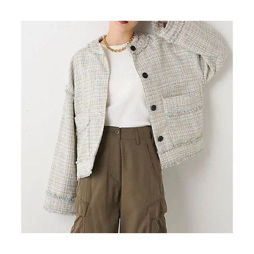 【ウィムガゼット/Whim Gazette】の【THE PAUSE】ツイードクルージャケット(GR) 人気、トレンドファッション・服の通販 founy(ファニー) 　ファッション　Fashion　レディースファッション　Fashion for Women　アウター　Coat / Outerwear Collection　レディースジャケット・軽アウター　Jackets　ヴィンテージ　Vintage Style　グラデーション　Gradient, Ombre　ジャケット　Jacket, Outerwear　セットアップ　Set-Up, Coordinated Outfit　ツイード　Twill, Twill Weave　デニム　Denim, Jeans Material　トレンド　Trend, Trending Now　フリンジ　Fringe, Tassel　ミックス　Mix, Mixed Style　ワーク　Workwear, Utility Style　おすすめ　Recommended / Our Picks　2023春夏・S/S　Spring/Summer 2023 SS23　2023年　2023　 other-1|ID: prp329100004464483 ipo3291000000031236208
