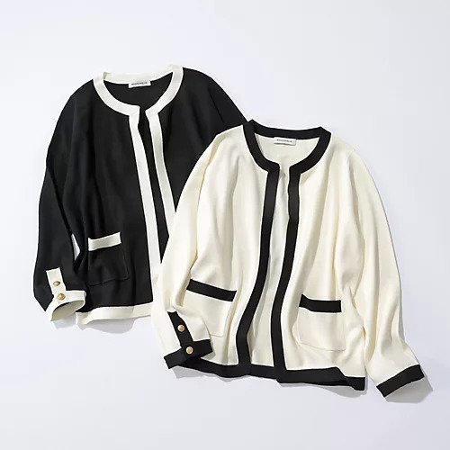 【マディソンブルー/MADISONBLUE】のバイカラーニットジャケット 人気、トレンドファッション・服の通販 founy(ファニー) 　ファッション　Fashion　レディースファッション　WOMEN　アウター　Coat Outerwear　ジャケット　Jackets　クラシカル　Classical　ジャケット　Jacket　長袖　Long Sleeve　other-2|ID: prp329100004464493 ipo3291000000032166020
