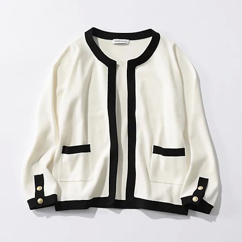 【マディソンブルー/MADISONBLUE】のバイカラーニットジャケット 人気、トレンドファッション・服の通販 founy(ファニー) 　ファッション　Fashion　レディースファッション　WOMEN　アウター　Coat Outerwear　ジャケット　Jackets　クラシカル　Classical　ジャケット　Jacket　長袖　Long Sleeve　other-3|ID: prp329100004464493 ipo3291000000032166021