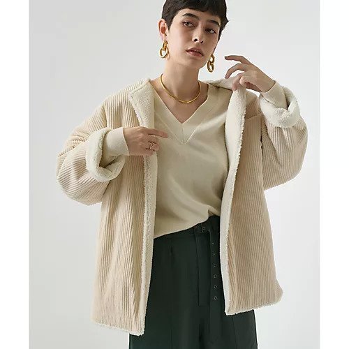 【ウィムガゼット/Whim Gazette】のボアリバーシブルブルゾン インテリア・キッズ・メンズ・レディースファッション・服の通販 founy(ファニー) 　ファッション　Fashion　レディースファッション　WOMEN　アウター　Coat Outerwear　ブルゾン　Blouson/Jackets　コーデュロイ　Corduroy　ショルダー　Shoulder　ドロップ　Drop　ミドル　Middle　モコモコ　Fluffy　リバーシブル　Reversible　防寒　Cold Protection　エクリュ|ID: prp329100004464540 ipo3291000000031236350