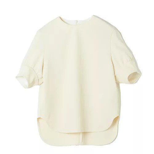 【イーバイエクラ/E by eclat】のボリューム袖ブラウス風トップス インテリア・キッズ・メンズ・レディースファッション・服の通販 founy(ファニー) 　ファッション　Fashion　レディースファッション　Fashion for Women　トップス・カットソー　Cut & Sew Tops　シャツ・ブラウス・オフィスカジュアル　Elegant Blouses & Button-Ups　おすすめ　Recommended / Our Picks　ストレッチ　Stretch, Stretchy Fabric　ラウンド　Round, Round Neck　洗える　Machine Washable　エクリュ|ID: prp329100004464704 ipo3291000000034766524