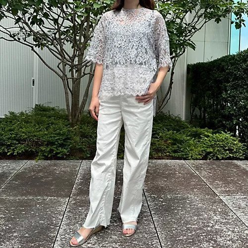 【エクラ/eclat】の【別注】五分袖レーストップス(キャミソールつき) 人気、トレンドファッション・服の通販 founy(ファニー) 　ファッション　Fashion　レディースファッション　Fashion for Women　トップス・カットソー　Cut & Sew Tops　キャミソール&ノースリーブ　Camisoles & Sleeveless Tops　インナー　Innerwear　キャミソール　Camisole, Spaghetti Strap Top　スリット　Slit, Slit Detail　バランス　Balance, Style Balance　レース　Lace, Lace Fabric　エレガント 上品　Elegant　別注　Limited Edition, Custom Order　other-2|ID: prp329100004464705 ipo3291000000032695671
