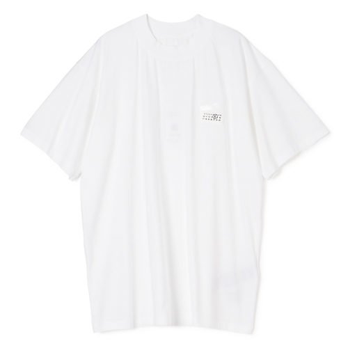【エムエム6 メゾン マルタン マルジェラ/MM6 Maison Martin Margiela】のT-SHIRT インテリア・キッズ・メンズ・レディースファッション・服の通販 founy(ファニー) 　ファッション　Fashion　レディースファッション　Fashion for Women　トップス・カットソー　Cut & Sew Tops　シャツ・ブラウス・オフィスカジュアル　Elegant Blouses & Button-Ups　ロングTシャツ・Tシャツ　Longline T-Shirts & Tees　2025年　2025　2025-2026秋冬・A/W　Autumn/Winter 2025–26 AW25–26　ドレープ　Drape, Draping Fabric　バランス　Balance, Style Balance　パッチ　Patch, Appliqué　洗える　Machine Washable　Optic White|ID: prp329100004464718 ipo3291000000033830630