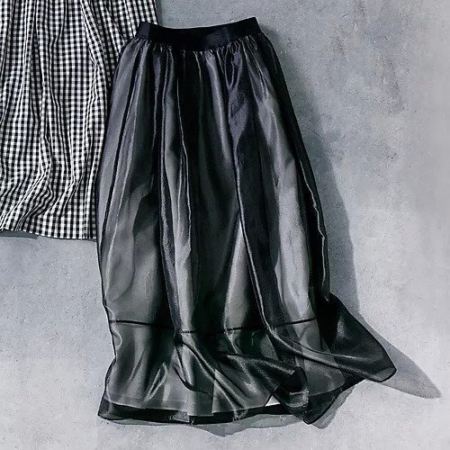 【イーバイエクラ/E by eclat】のオーガンジー裏配色タックスカート 人気、トレンドファッション・服の通販 founy(ファニー) 　ファッション　Fashion　レディースファッション　WOMEN　スカート　Skirt　オーガンジー　Organdy　サテン　Satin　フェミニン　Feminine　モダン　Modern　モノトーン　Monotone　洗える　Washable　other-2|ID: prp329100004464747 ipo3291000000031902730