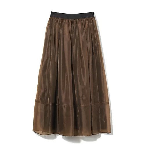 【イーバイエクラ/E by eclat】のオーガンジー裏配色タックスカート インテリア・キッズ・メンズ・レディースファッション・服の通販 founy(ファニー) ファッション Fashion レディースファッション Fashion for Women スカート Skirts オーガンジー Organza Fabric ギャザー Gathered, Ruffled サテン Satin, Glossy Fabric シアー Sheer, See-Through エレガント 上品 Elegant 洗える Machine Washable 秋 Autumn ブラウン×ブラック|ID: prp329100004464747 ipo3291000000034070053