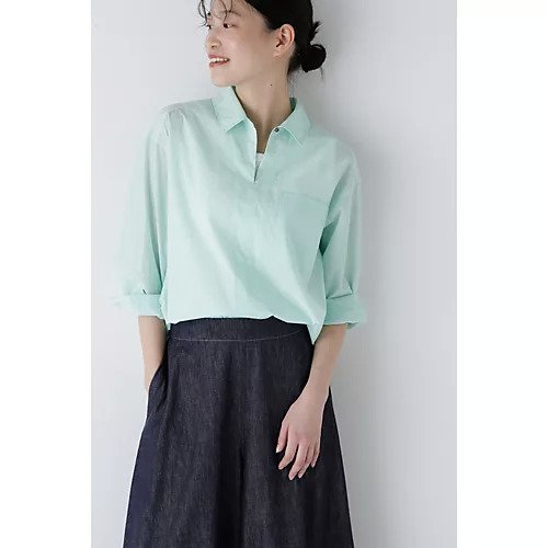 【ヒューマンウーマン/HUMAN WOMAN】のエアリーコットンスキッパープルオーバー インテリア・キッズ・メンズ・レディースファッション・服の通販 founy(ファニー) 　ファッション　Fashion　レディースファッション　WOMEN　トップス・カットソー　Tops/Tshirt　プルオーバー　Pullover　おすすめ　Recommend　カフス　Cuffs　スキッパー　Skipper　スタンダード　Standard　ストライプ　Stripe　セットアップ　Set Up　デニム　Denim　ボックス　Box　ボトム　Bottom　無地　Plain Color　ミントグリーン|ID: prp329100004465738 ipo3291000000031338339