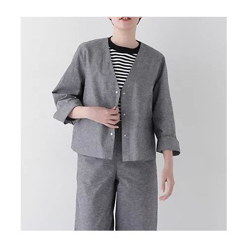 【ヒューマンウーマン/HUMAN WOMAN】の綿麻シャンブレーVネックブルゾン インテリア・キッズ・メンズ・レディースファッション・服の通販 founy(ファニー) 　ファッション　Fashion　レディースファッション　WOMEN　アウター　Coat Outerwear　ブルゾン　Blouson/Jackets　トップス・カットソー　Tops/Tshirt　Vネック　V-Neck　おすすめ　Recommend　シャンブレー　Chambray　シンプル　Simple　スタンダード　Standard　セットアップ　Set Up　ドット　Dot　ブルゾン　Blouson　メタル　Metal　夏　Summer　ネイビー|ID: prp329100004465756 ipo3291000000031338538