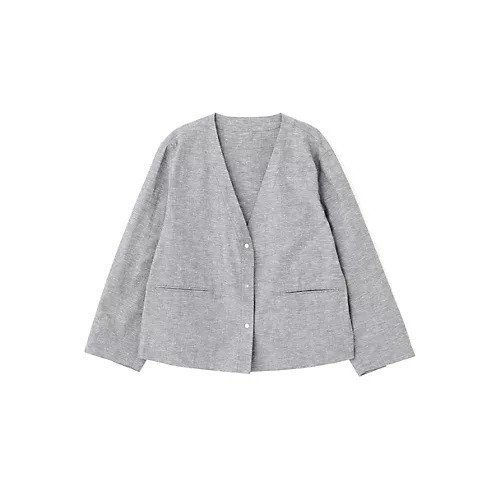 【ヒューマンウーマン/HUMAN WOMAN】の綿麻シャンブレーVネックブルゾン 人気、トレンドファッション・服の通販 founy(ファニー) 　ファッション　Fashion　レディースファッション　WOMEN　アウター　Coat Outerwear　ブルゾン　Blouson/Jackets　トップス・カットソー　Tops/Tshirt　Vネック　V-Neck　おすすめ　Recommend　シャンブレー　Chambray　シンプル　Simple　スタンダード　Standard　セットアップ　Set Up　ドット　Dot　ブルゾン　Blouson　メタル　Metal　夏　Summer　other-2|ID: prp329100004465756 ipo3291000000031338543