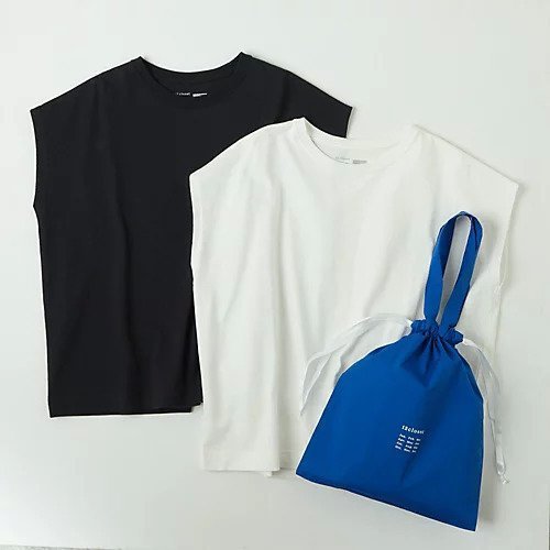 【トゥエルブクローゼット/12closet】の大人に似合う・巾着つき USAコットンフレンチスリーブTシャツ(2枚入り) インテリア・キッズ・メンズ・レディースファッション・服の通販 founy(ファニー) 　ファッション　Fashion　レディースファッション　Fashion for Women　トップス・カットソー　Cut & Sew Tops　シャツ・ブラウス・オフィスカジュアル　Elegant Blouses & Button-Ups　ロングTシャツ・Tシャツ　Longline T-Shirts & Tees　5月号　May Issue　スリーブ　Sleeve, Long Sleeve / Short Sleeve　ネックレス　Necklace, Pendant Necklace　フレンチ　French, French Style　ボックス　Boxy, Box Shape　ボトム　Bottoms, Lower Wear　巾着　Drawstring Bag, Kinchaku　洗える　Machine Washable　ホワイト&ブラック2枚組|ID: prp329100004468958 ipo3291000000035904381