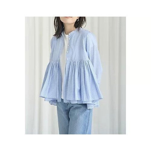 【カレンソロジー/Curensology】の【LEE別注】【洗える】ストライプレイヤードギャザーブラウス 人気、トレンドファッション・服の通販 founy(ファニー) 　ファッション　Fashion　レディースファッション　Fashion for Women　トップス・カットソー　Cut & Sew Tops　シャツ・ブラウス・オフィスカジュアル　Elegant Blouses & Button-Ups　ギャザー　Gathered, Ruffled　コンパクト　Compact, Small Size　ストライプ　Stripe, Striped Pattern　トレンド　Trend, Trending Now　別注　Limited Edition, Custom Order　洗える　Machine Washable　other-3|ID: prp329100004468962 ipo3291000000033139915