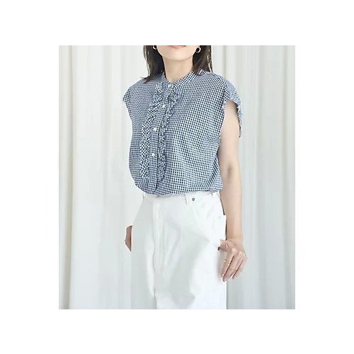 【ダリア/dahlia】の【洗える】ギンガムチェックフリルブラウス 人気、トレンドファッション・服の通販 founy(ファニー) 　ファッション　Fashion　レディースファッション　Fashion for Women　トップス・カットソー　Cut & Sew Tops　シャツ・ブラウス・オフィスカジュアル　Elegant Blouses & Button-Ups　カットオフ　Cut-Off Design　ギンガム　Gingham, Gingham Fabric　スリーブ　Sleeve, Long Sleeve / Short Sleeve　チェック　Check, Plaid, Tartan　フリル　Frill, Ruffle　フレンチ　French, French Style　洗える　Machine Washable　other-2|ID: prp329100004468963 ipo3291000000032703991