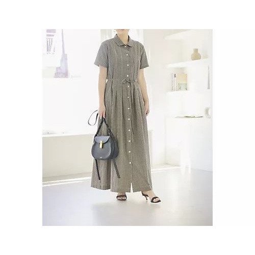 【トゥエルブクローゼット/12closet】の【石上美津江さんコラボ】【洗える】丸衿すっきり見えリネン混ワンピース 人気、トレンドファッション・服の通販 founy(ファニー) 　ファッション　Fashion　レディースファッション　Fashion for Women　ワンピース　Dresses　ギンガム　Gingham, Gingham Fabric　コラボ　Collaboration, Collab　コンパクト　Compact, Small Size　シャンブレー　Chambray, Denim-Like Fabric　チェック　Check, Plaid, Tartan　リネン　Linen, Linen Fabric　ワッシャー　Washer, Crinkled Finish　夏　Summer　洗える　Machine Washable　other-2|ID: prp329100004468978 ipo3291000000032703997
