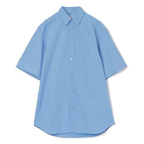 【ブラミンク/BLAMINK】のコットンレギュラーショートスリーブシャツ インテリア・キッズ・メンズ・レディースファッション・服の通販 founy(ファニー) 　ファッション　Fashion　レディースファッション　Fashion for Women　トップス・カットソー　Cut & Sew Tops　シャツ・ブラウス・オフィスカジュアル　Elegant Blouses & Button-Ups　2025年　2025　2025春夏・S/S　Spring/Summer 2025 SS25　チュニック　Tunic, Long Top　ブロード　Broadcloth, Fine Cotton　ロング　Long, Long-Length　半袖　Short Sleeve, Half Sleeve　LT.BLUE|ID: prp329100004472620 ipo3291000000035916619