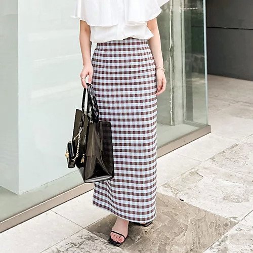 【ノーリーズソフィー/NOLLEY'S sophi】のギンガムチェックロングタイトスカート 人気、トレンドファッション・服の通販 founy(ファニー) 　ファッション　Fashion　レディースファッション　Fashion for Women　スカート　Skirts　2025年　2025　2025春夏・S/S　Spring/Summer 2025 SS25　ギンガム　Gingham, Gingham Fabric　シンプル　Simple, Minimal　ストレッチ　Stretch, Stretchy Fabric　チェック　Check, Plaid, Tartan　 other-1|ID: prp329100004472657 ipo3291000000032376631