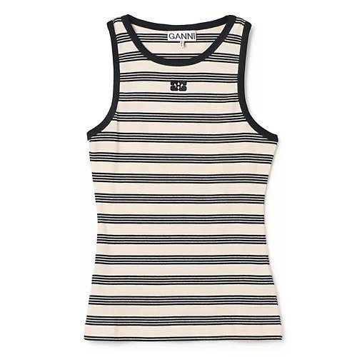 【ガニー/GANNI】のStriped Soft Cotton Rib Tank Top インテリア・キッズ・メンズ・レディースファッション・服の通販 founy(ファニー) https://founy.com/ ファッション Fashion レディースファッション Fashion for Women ワンピース Dresses 2025年 2025 2025春夏・S/S Spring/Summer 2025 SS25 センター Center, Center Line タンク Tank Top, Sleeveless Top パイピング Piping, Trim Design 洗える Machine Washable |ID: prp329100004474980 ipo3291000000031547480